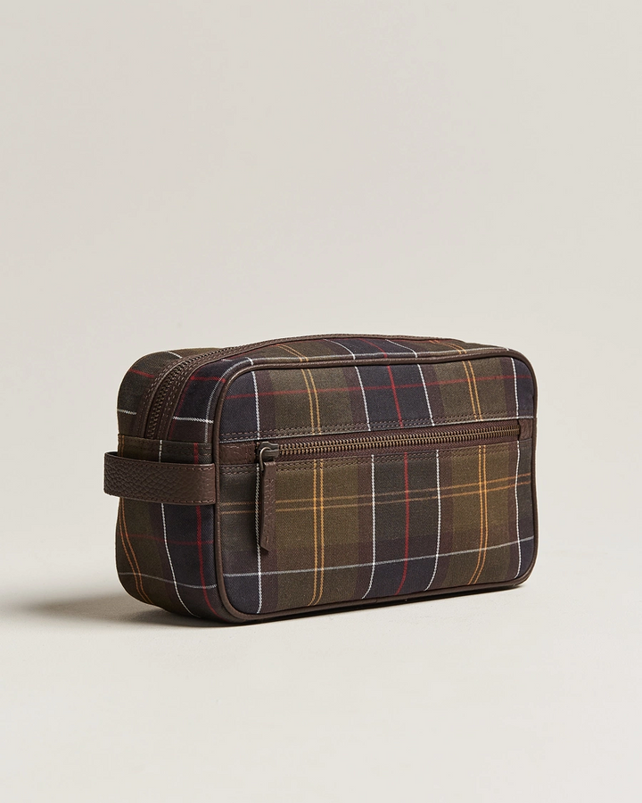 Tartan and Leather Washbag