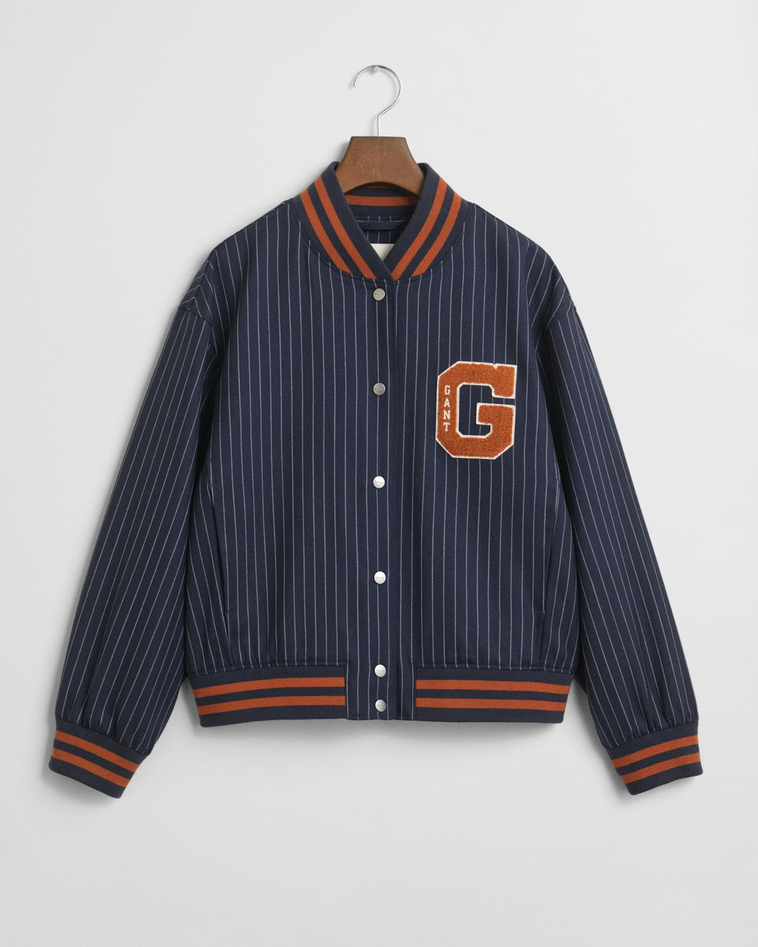 Pinstripe Varsity Jacket