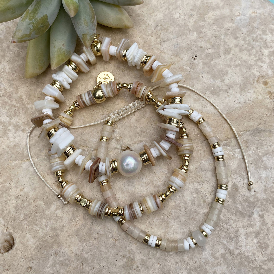 Bracelet elastic beige shell