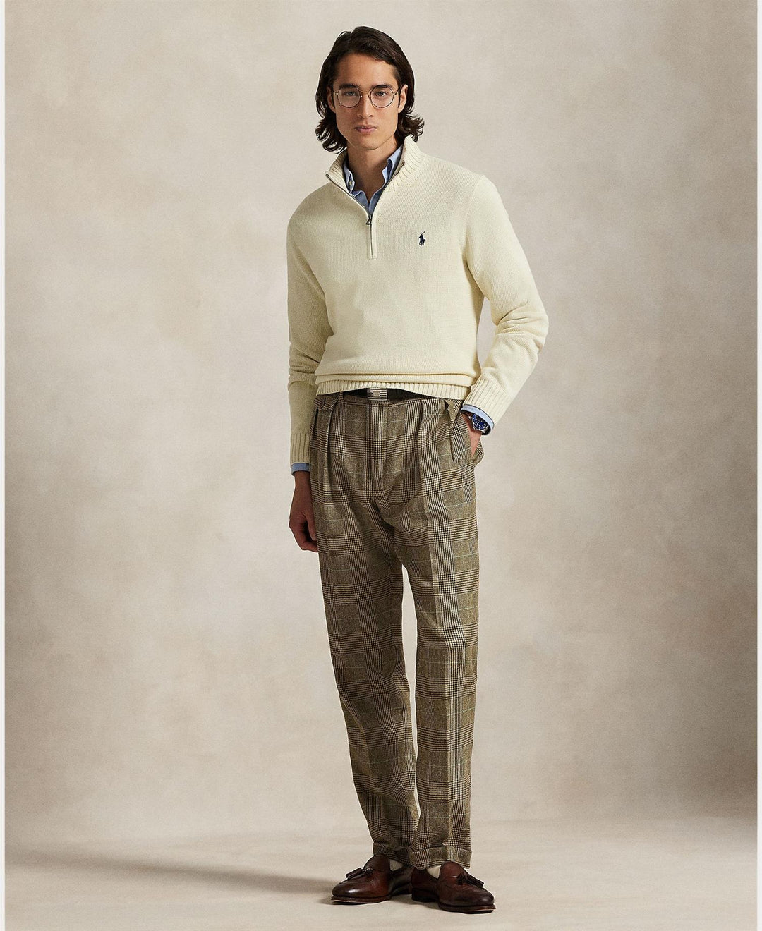 Cotton Quarter-Zip Mockneck Sweater