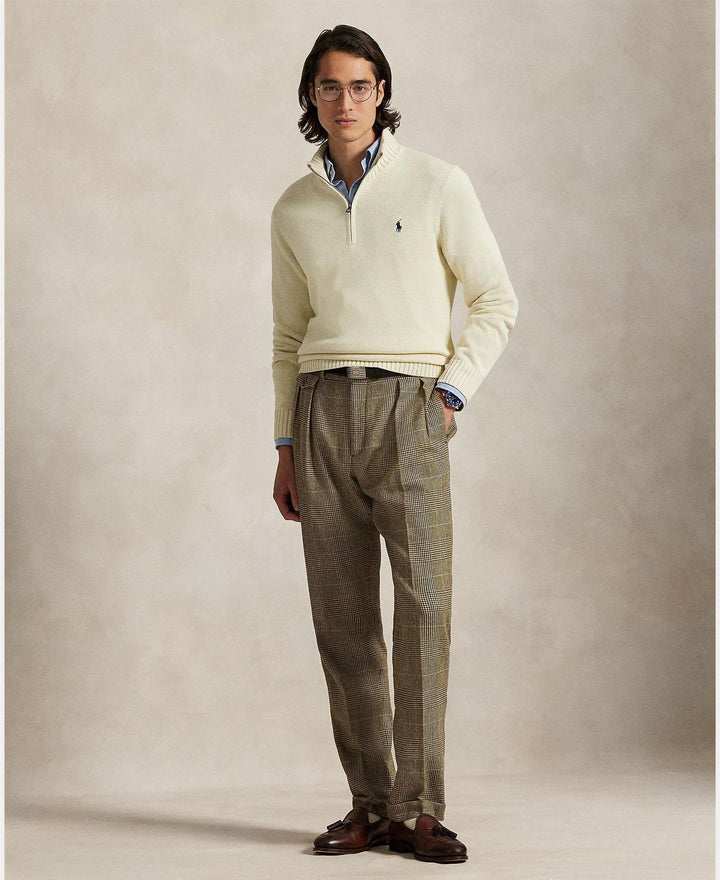 Cotton Quarter-Zip Mockneck Sweater
