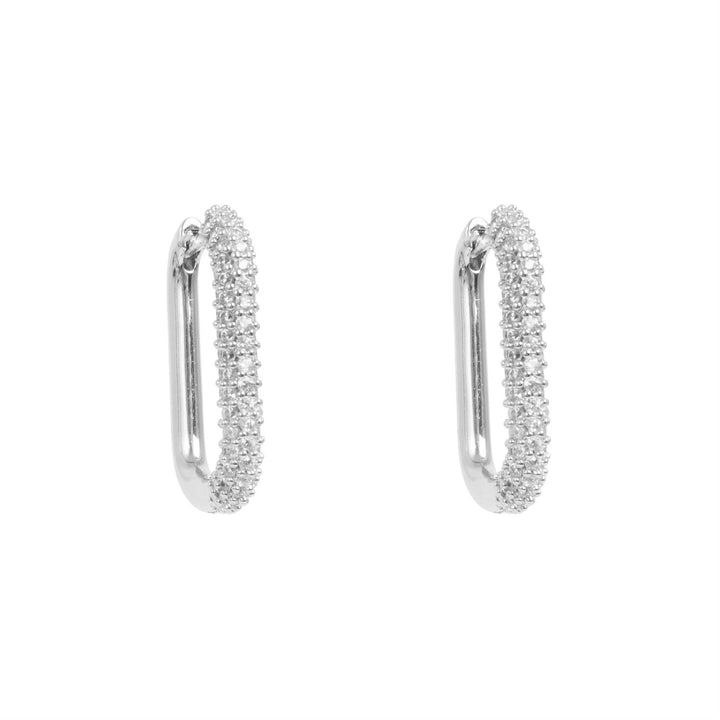 Earring brass oval hoop w/crystal