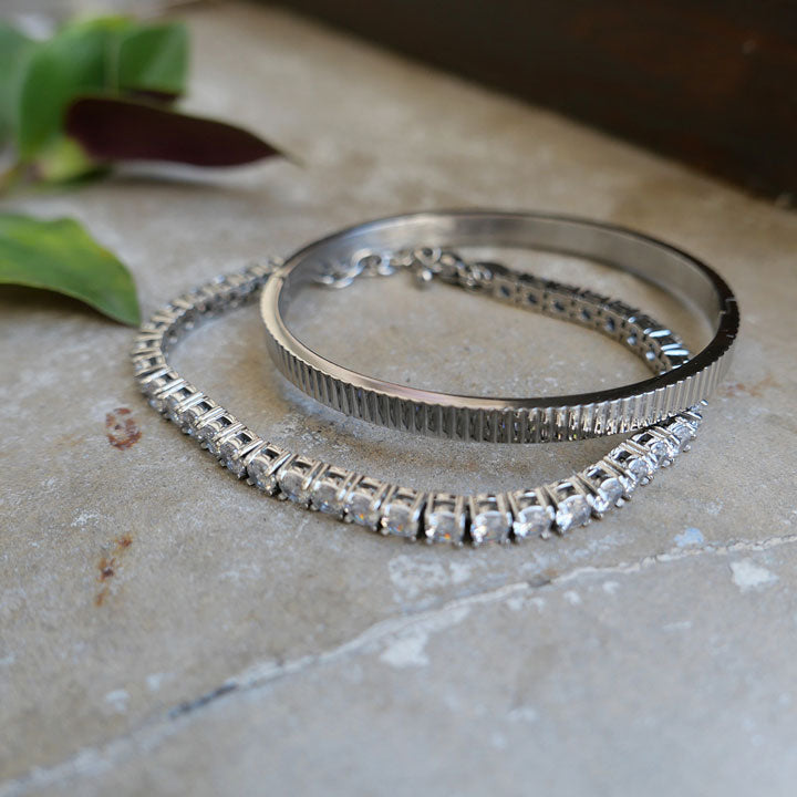 Bracelet striped bangle steel