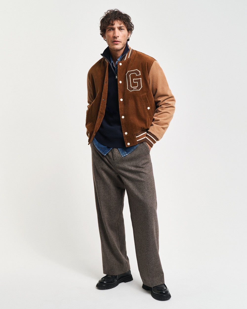 Cotton textured half zip