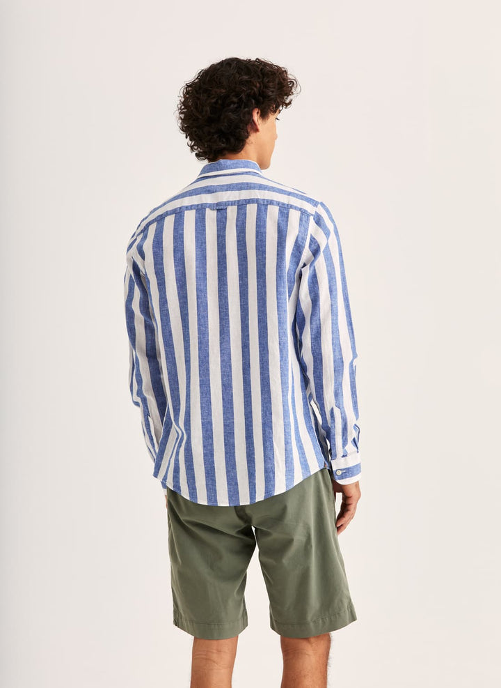 Douglas Linen Mix Stripe Shirt-Classic Fit