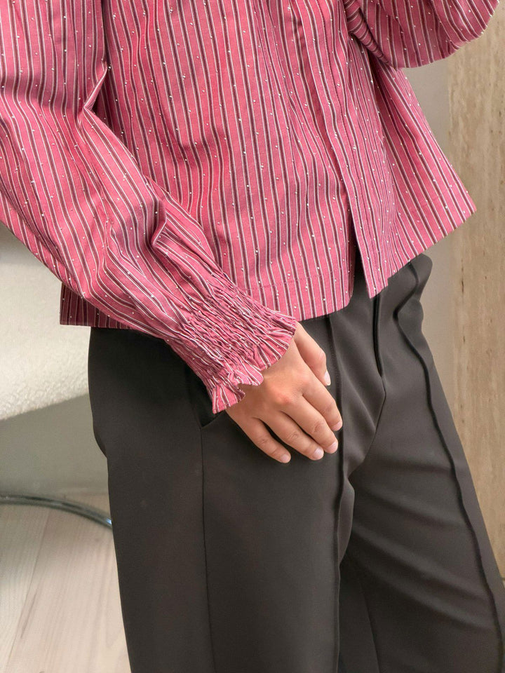 Astrida Soft Stripe Stone Blouse