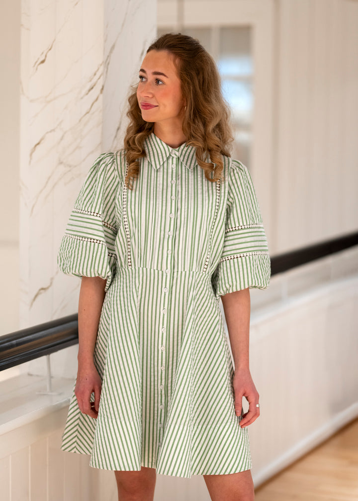 Seersucker Decorated Dress