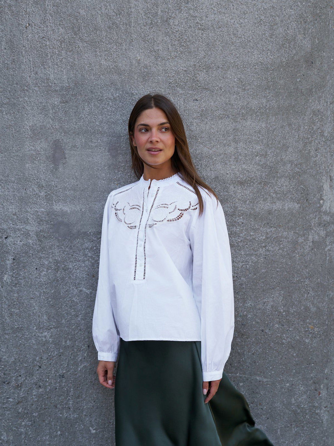 Aneliah C Poplin Emb Blouse