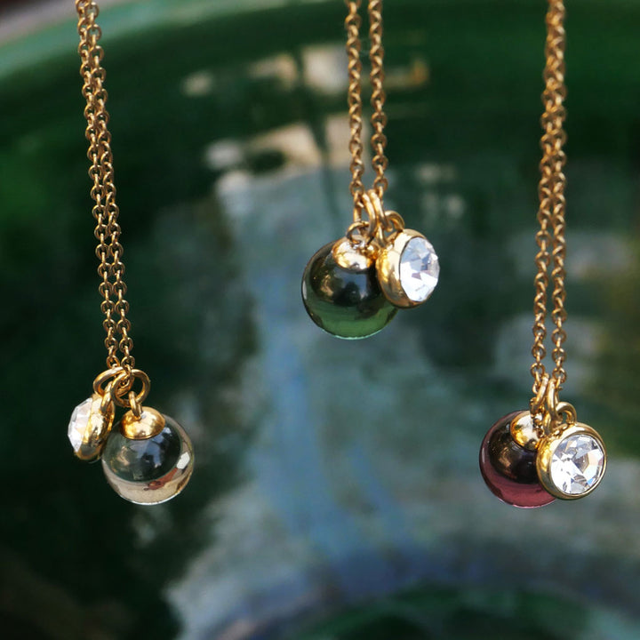 Necklace 45 cm green glass ball