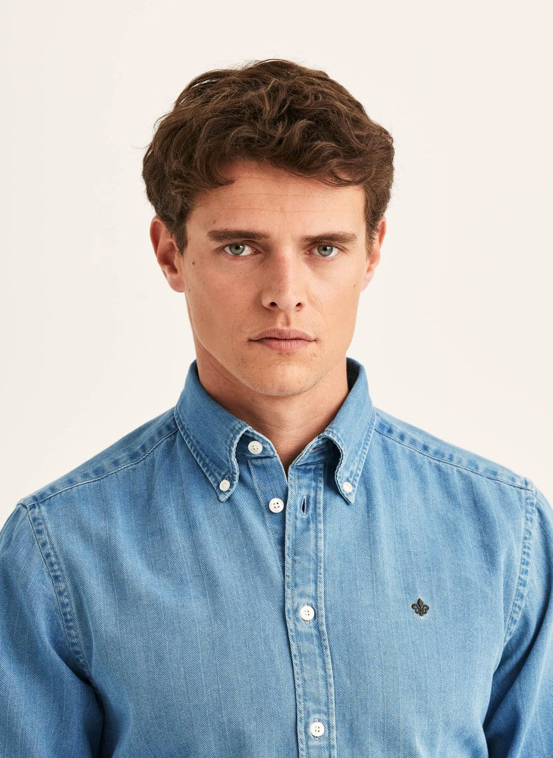 Indigo Herringbone shirt slim fit
