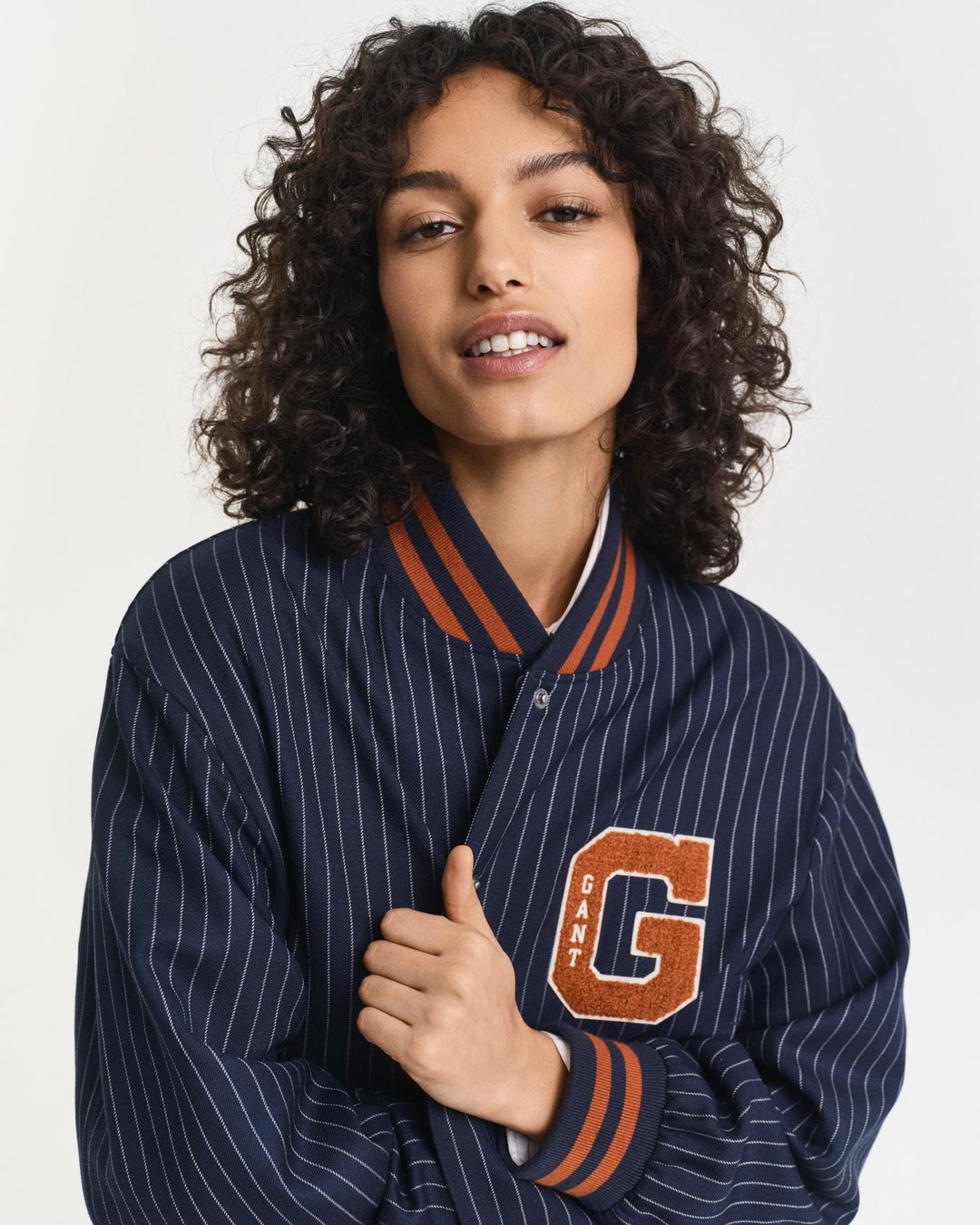 Pinstripe Varsity Jacket