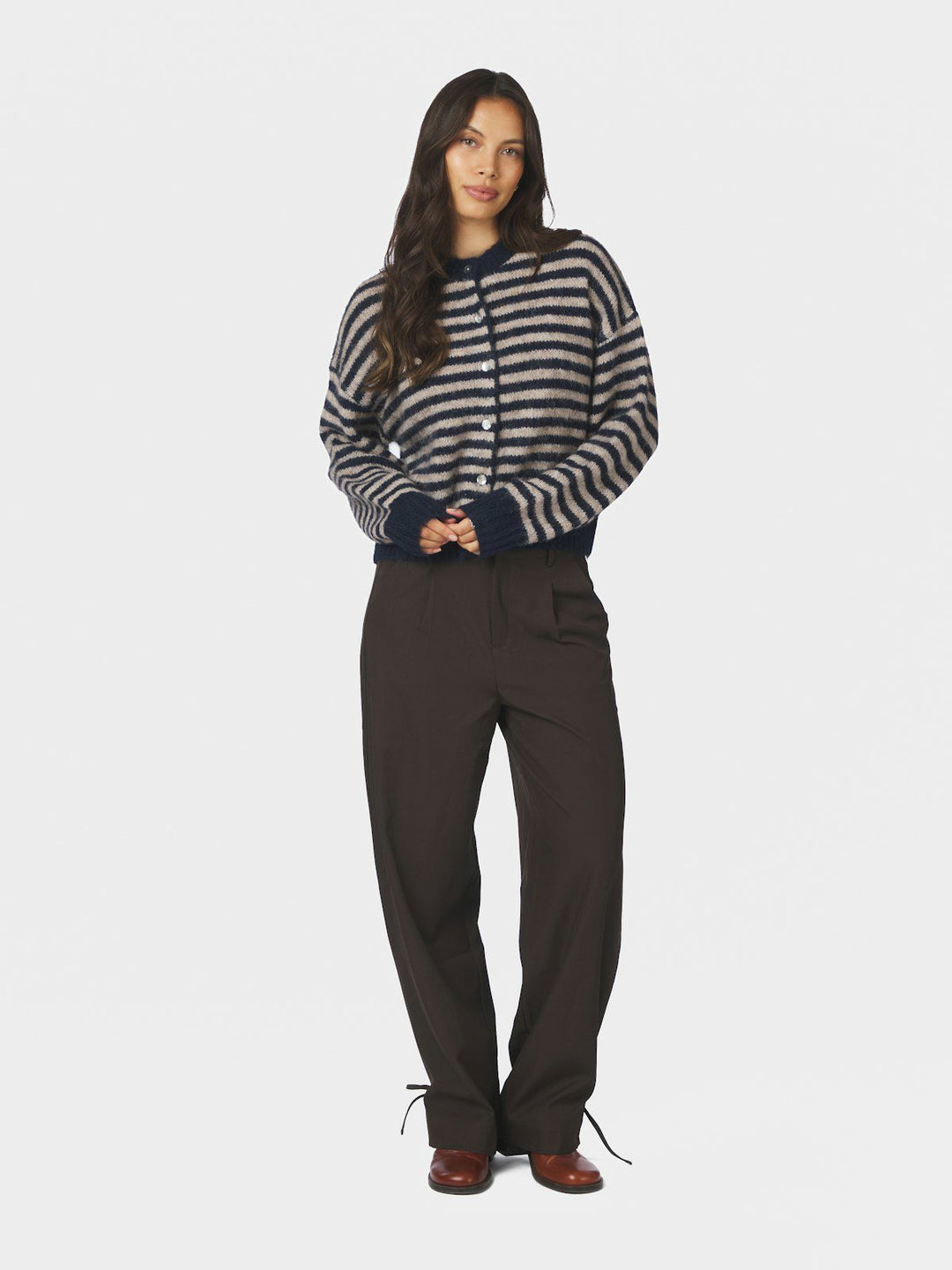 Isana Stripe Fluffy Knit Cardigan