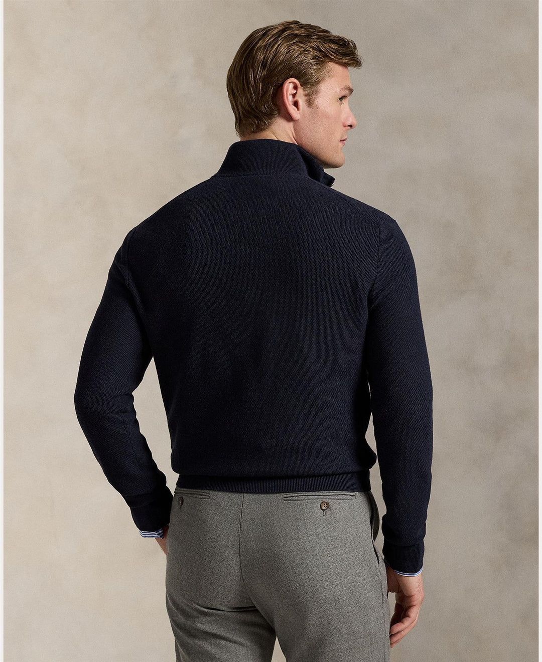 Mesh-Knit Cotton Quarter-Zip Sweater