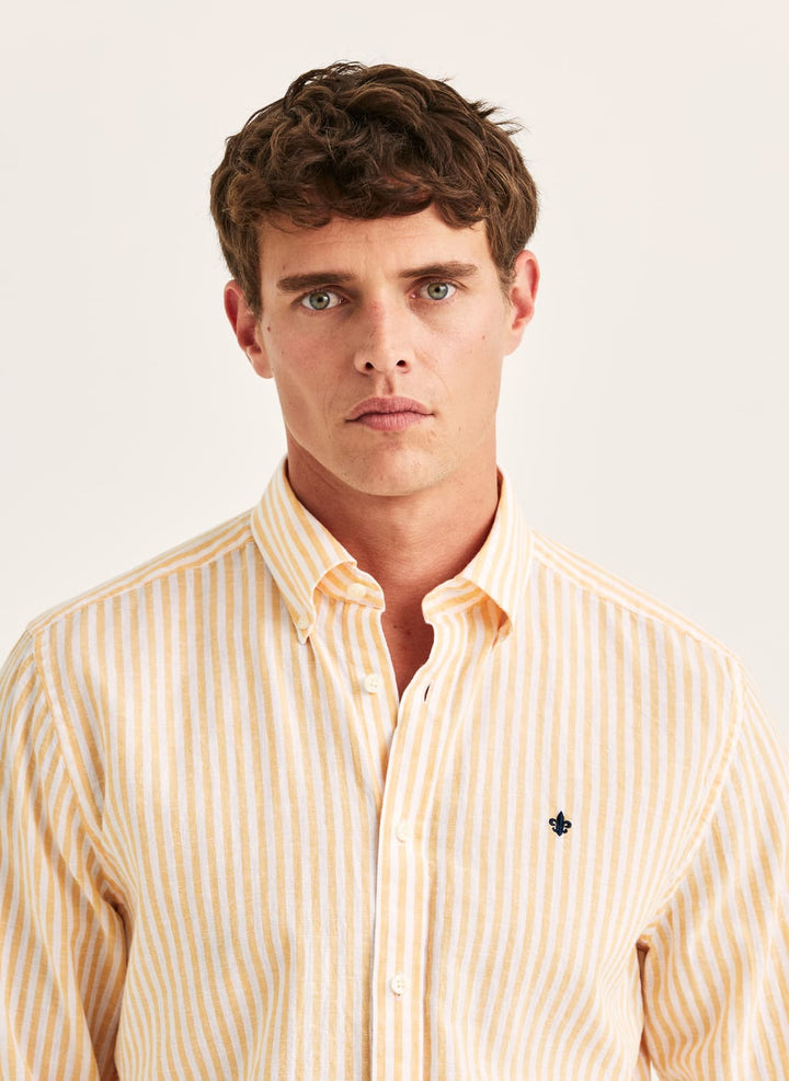 Douglas Linen Stripe Shirt-Classic Fit