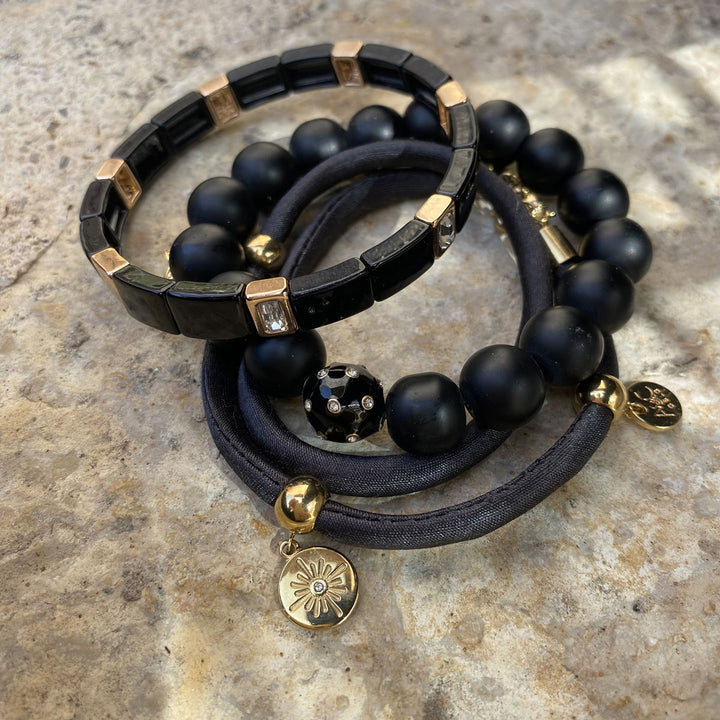 Bracelet Black Satin Charms