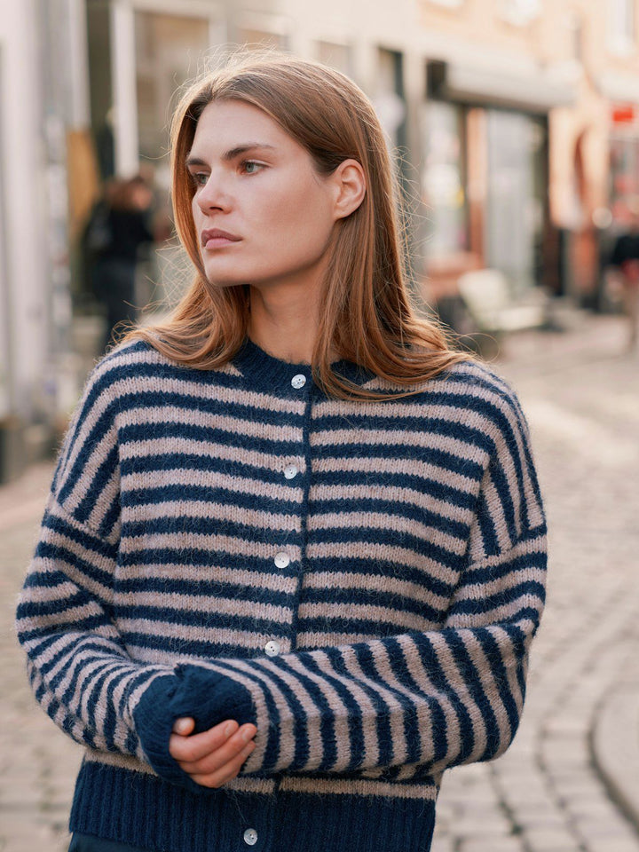Isana Stripe Fluffy Knit Cardigan