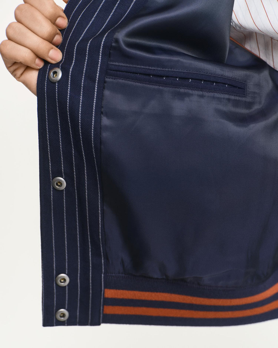 Pinstripe Varsity Jacket