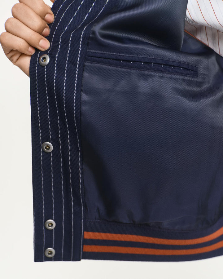 Pinstripe Varsity Jacket