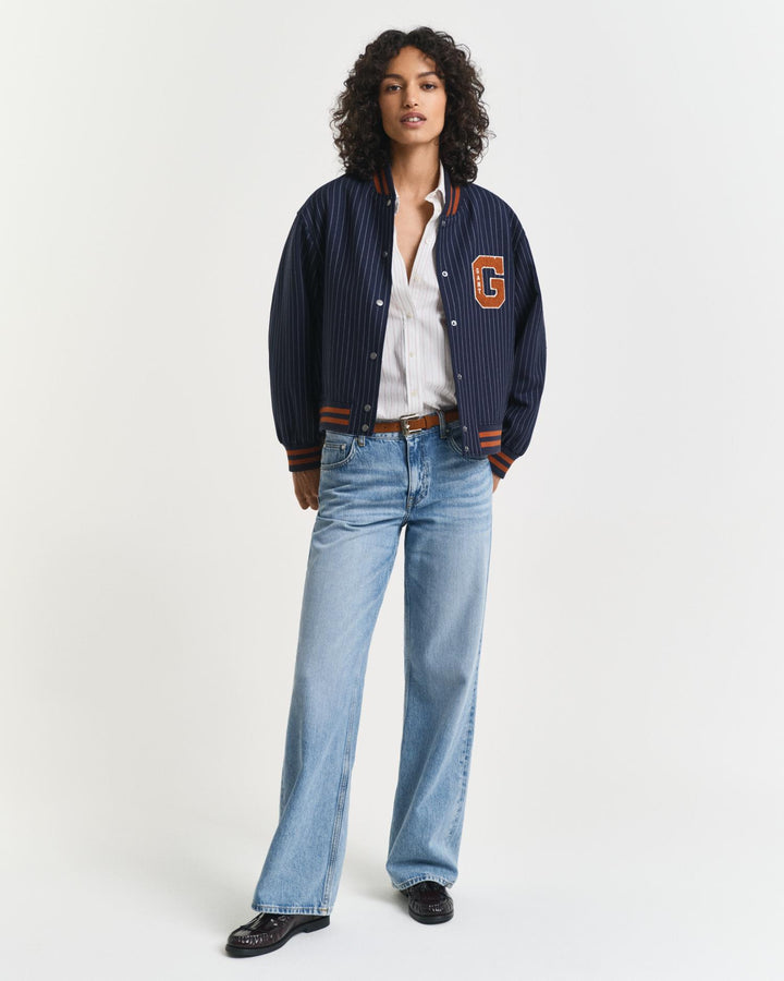 Pinstripe Varsity Jacket