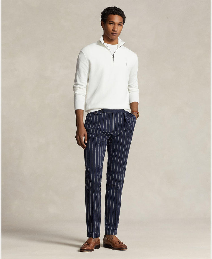 Mesh-Knit Cotton Quarter-Zip Sweater
